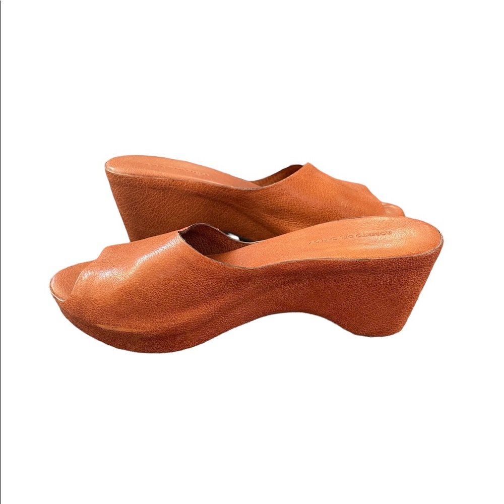 ROBERTO DEL CARLO Brown leather slip on wedges Size 36